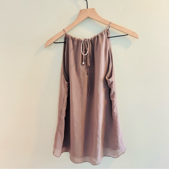 Ariella Sleeveless Blouse Size Small Taupe Brown Tank Halter Keyhole Y2K Neutral - Picture 5 of 8